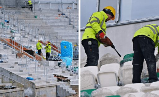 Najbardziej wyszydzany stadion w Polsce ma już pierwsze krzesełka